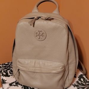 TORY BURCH Gray Leather Backpack